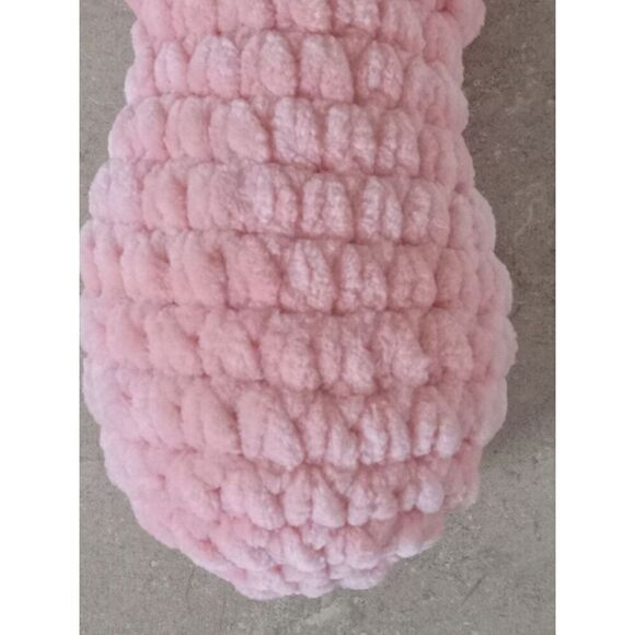 Handmade Pink Soft Plush Crochet Amigurumi Peep Bunny Stuffed Animal For Ages 4+ - Picture 4 of 7